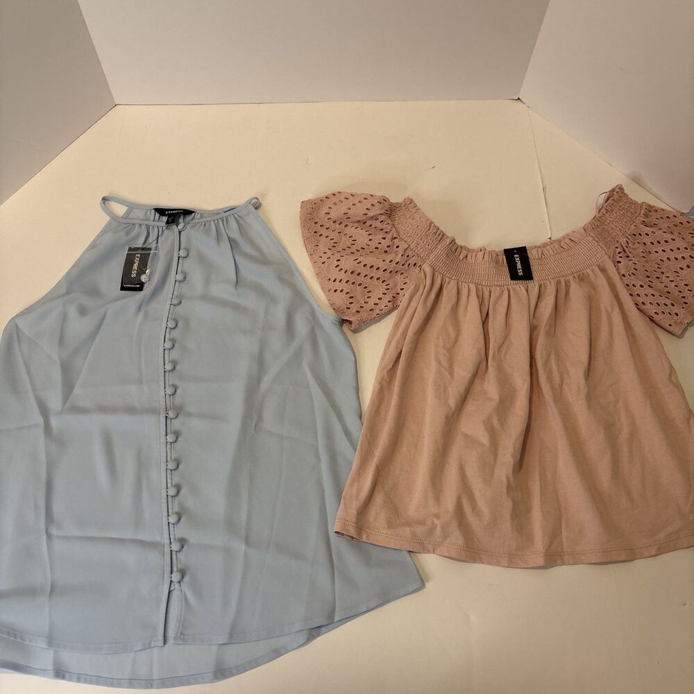 Lot Of 2 Express Womens Spaghetti Strap  & Ruffled Sleeve Blouses Small NWT